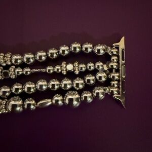 Silver Beaded Watch Band